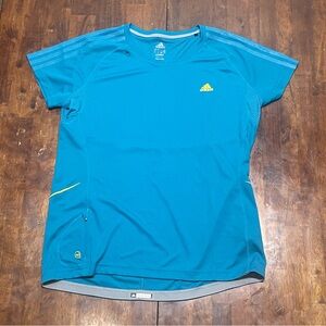 Adidas Womens XL Super Nova MI Athletic Top Teal Blue Gym Running Shirt